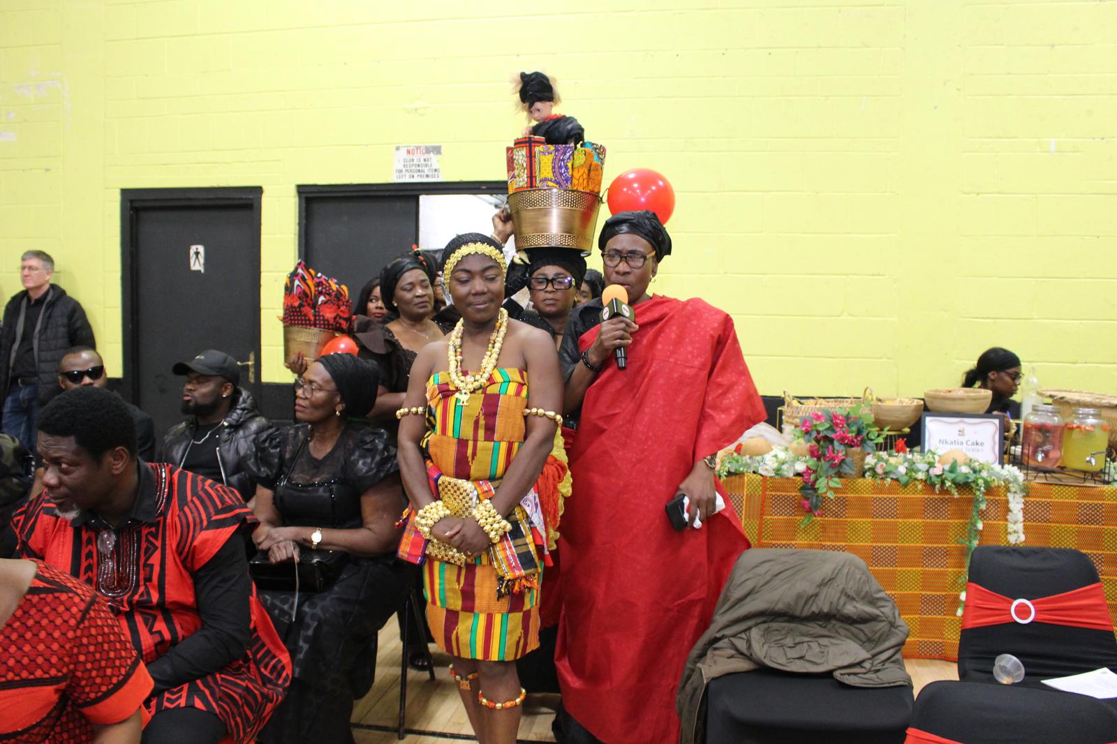Guests taking part in a Ghanaian cultural event and traditional presentation
